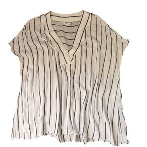 Simple Rayon Lightweight‎ Cap Sleeve Striped Top (4XL Best For 2XL) Breathable